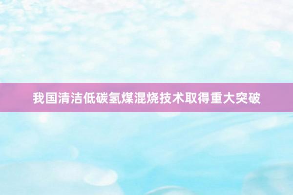 我国清洁低碳氢煤混烧技术取得重大突破