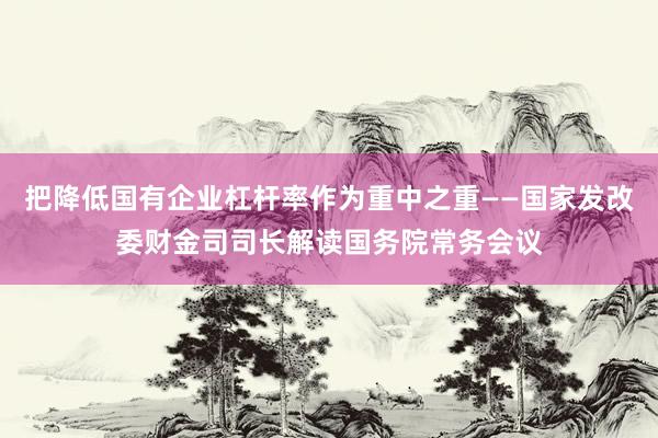 把降低国有企业杠杆率作为重中之重——国家发改委财金司司长解读国务院常务会议