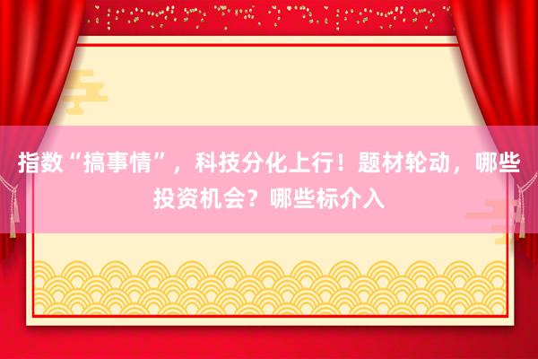 指数“搞事情”，科技分化上行！题材轮动，哪些投资机会？哪些标介入