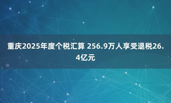 重庆2025年度个税汇算 256.9万人享受退税26.4亿元
