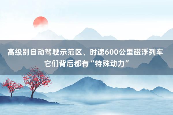 高级别自动驾驶示范区、时速600公里磁浮列车 它们背后都有“特殊动力”