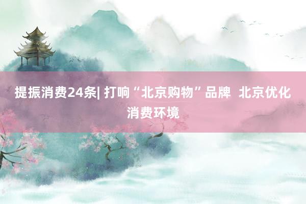 提振消费24条| 打响“北京购物”品牌  北京优化消费环境
