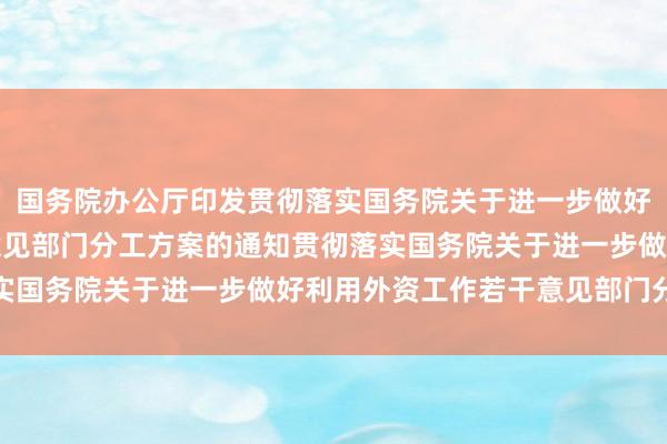 国务院办公厅印发贯彻落实国务院关于进一步做好利用外资工作若干意见部门分　工方案的通知　　贯彻落实国务院关于进一步做好利用外资工作若干意见部门分工方案