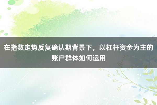 在指数走势反复确认期背景下，以杠杆资金为主的账户群体如何运用