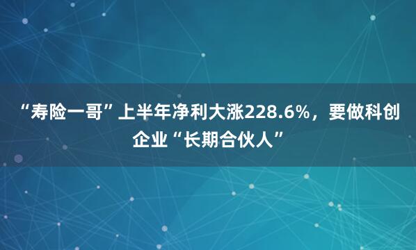 “寿险一哥”上半年净利大涨228.6%，要做科创企业“长期合伙人”