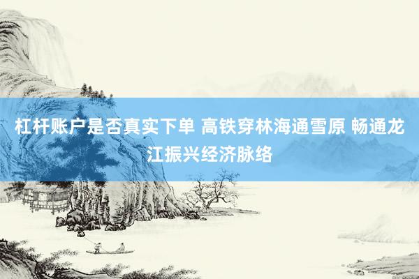 杠杆账户是否真实下单 高铁穿林海通雪原 畅通龙江振兴经济脉络