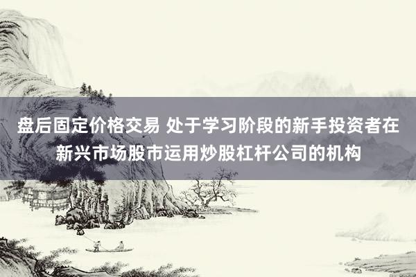 盘后固定价格交易 处于学习阶段的新手投资者在新兴市场股市运用炒股杠杆公司的机构