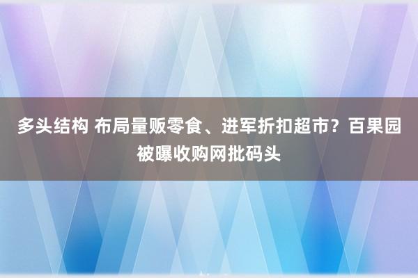 多头结构 布局量贩零食、进军折扣超市？百果园被曝收购网批码头