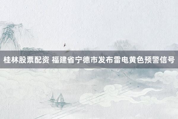桂林股票配资 福建省宁德市发布雷电黄色预警信号